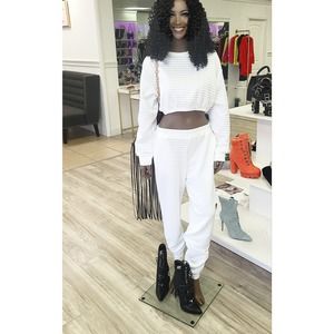 Cropped 2 Piece Pants Set With Pockets